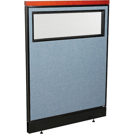Interion By Global Industrial Interion Deluxe Office Partition Panel w/Partial Window & Raceway 36-1/4inW x 47-1/2inH Blue 694766WNBL